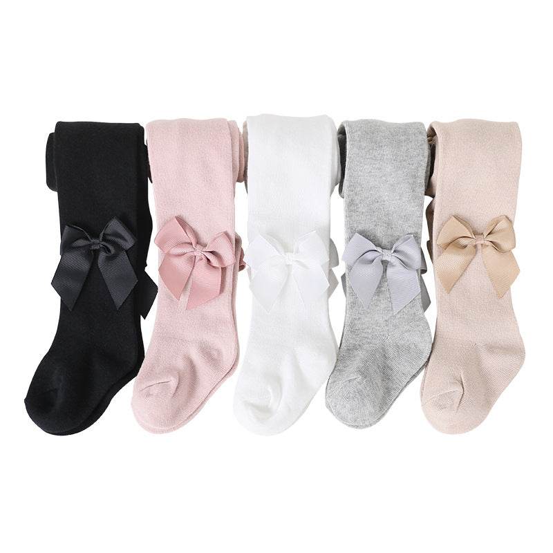 Toddler Girls Cotton Tights - Soft, Comfortable and Stylish with Bow - IRRAKIDS