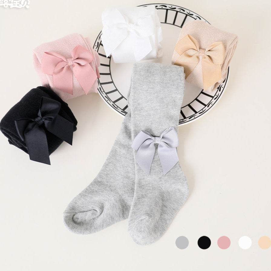 Toddler Girls Cotton Tights - Soft, Comfortable and Stylish with Bow - IRRAKIDS