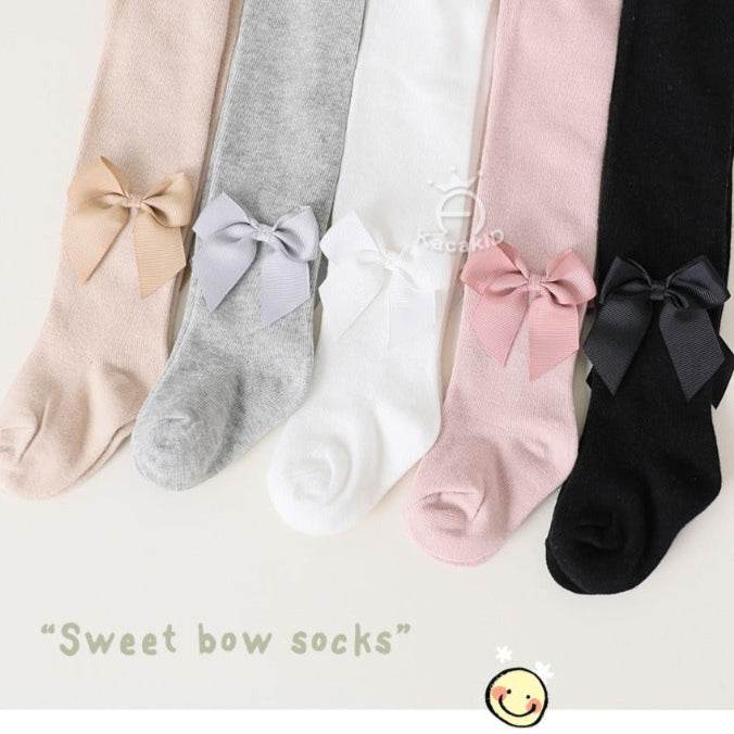 Toddler Girls Cotton Tights - Soft, Comfortable and Stylish with Bow - IRRAKIDS