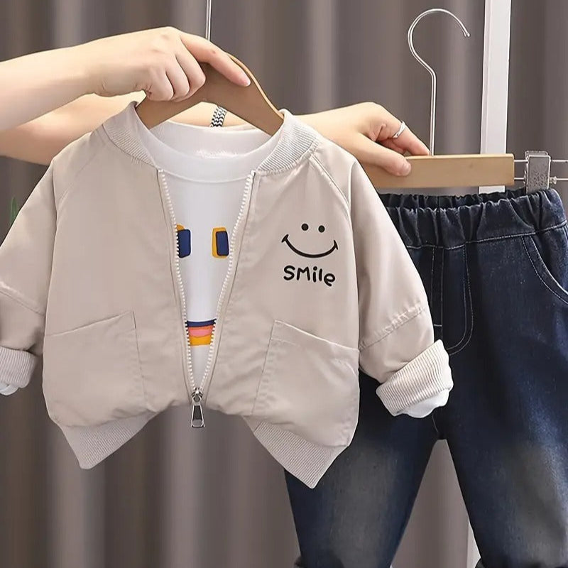 Ensemble 3 pièces élégant pour petit garçon : veste, t-shirt et jean