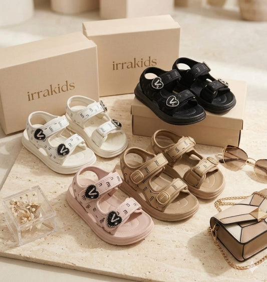 Girls Summer Sandals Cute Double Strap Hook Loop Soft Sole Comfortable Kids Shoes