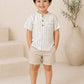 2026 New Kids Summer Outfit Set Striped Cotton Shirt Shorts & Dress Soft Breathable Clothes for Boys Girls