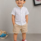 Ensemble de vêtements d'été pour  garçon – Chemise boutonnée à manches courtes avec motif floral et short, 2 pièces, tenues décontractées pour enfants, survêtement en coton