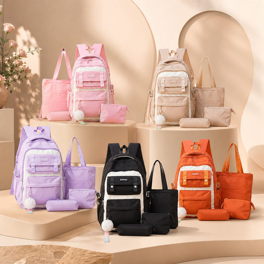 🎒 Ensemble de sac à dos d'école multifonctionnel 5 en 1 – Élégant et pratique