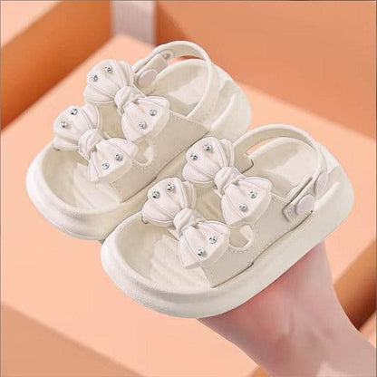 Trendy Cute Bowknot Open Toe Sandals For Girls, Breathable Non-slip Sandals For Indoor Outdoor Beach - IRRAKIDS