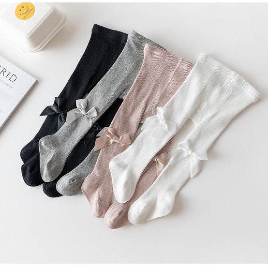 Toddler Girls Cotton Tights - Soft, Comfortable and Stylish with Bow - IRRAKIDS