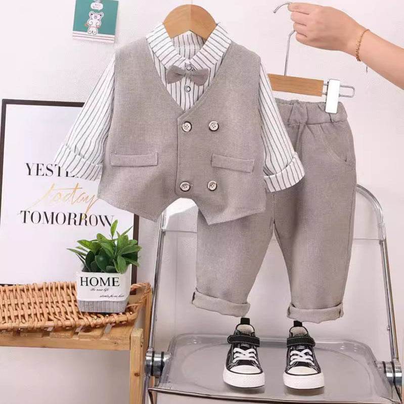 Stylish Boys Suits Spring Autumn 2025 New British Style Three-piece Children's Suit - IRRAKIDS