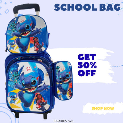 Ensemble de 3 sacs d'école pour enfants (sac à dos, sac à lunch et trousse)