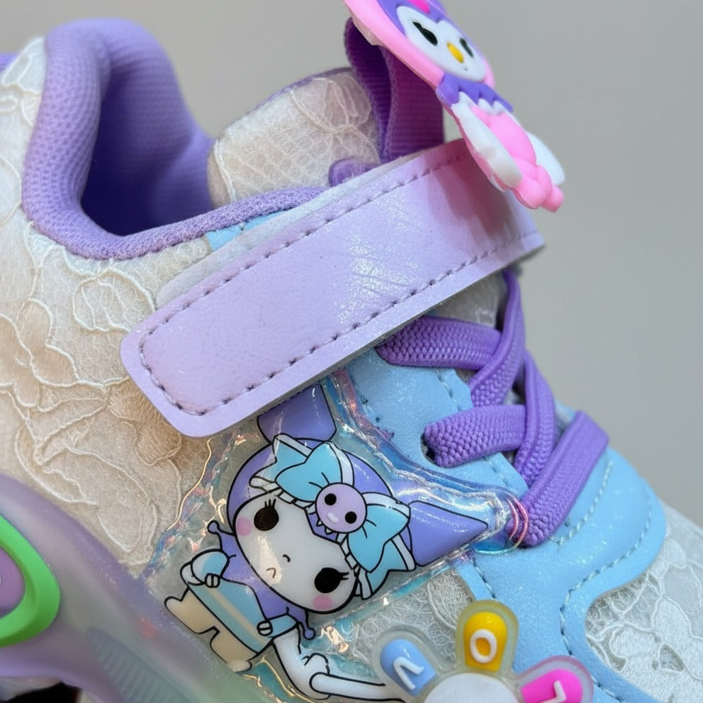 2025 Spring New Children's Kuromi Sports Shoes Princess Light Up Campus Running Shoes Breathable Girls Luminous Shoes