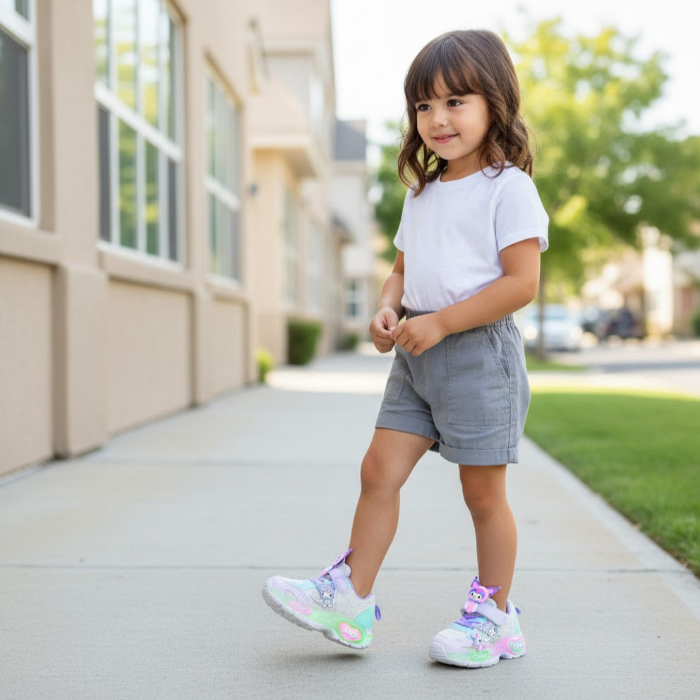 2025 Spring New Children's Kuromi Sports Shoes Princess Light Up Campus Running Shoes Breathable Girls Luminous Shoes