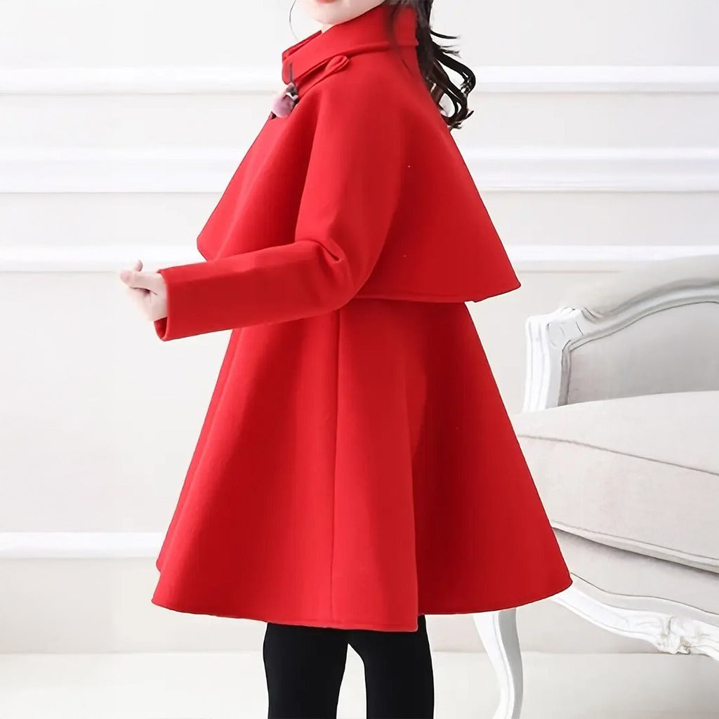 Ensemble robe rouge pour fille — Boléro chaud, boutons faciles à manipuler sur le devant