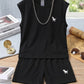 Cute Print Summer Tank Top and Shorts Set with Crew Neck for Kids