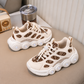 Kids’ Trendy Chunky Sneakers with Patterned Panels, Adjustable Lace-Up Fastening and Bold Circular Sole Details – Stylish Everyday Shoes for Boys and Girls