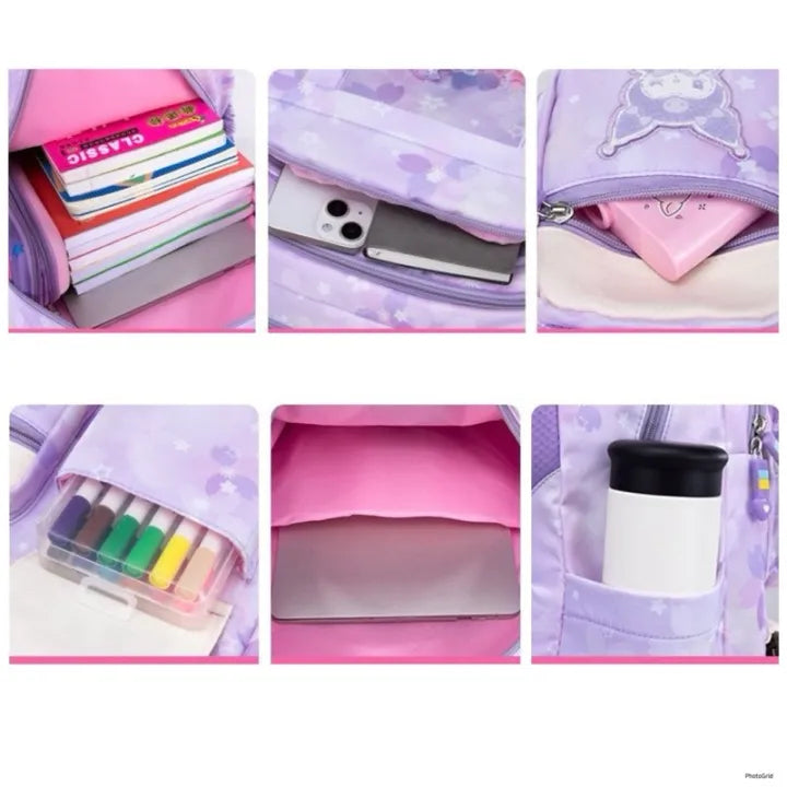 Sacs à dos multi-poches de style coréen pour filles et garçons, sacs d'école imperméables avec ours brodé