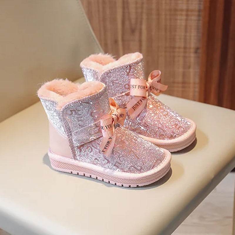 Super Cozy Girls' Snow Boots: Shining Pink Silver, Faux Fur