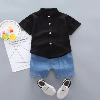 Cartoon Cool: ensemble chemise à manches courtes + Short d'été en coton pour garçons