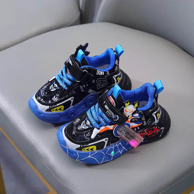 Superhero Glow Modern LED Lit Kids Shoes for Style Savvy Young Heroes IRRAKIDS