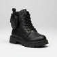 Girls' lace‑up combat boots with mini pouch — Product image: 