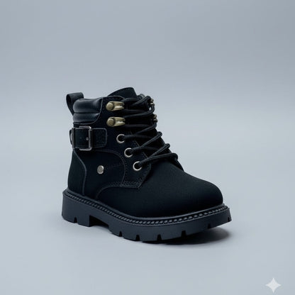 Kids rugged lace-up ankle boots with buckle — Product image: 