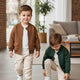 Ensemble élégant veste en daim et pantalon cargo pour bébé garçon – Tenue confortable et tendance pour toutes les saisons