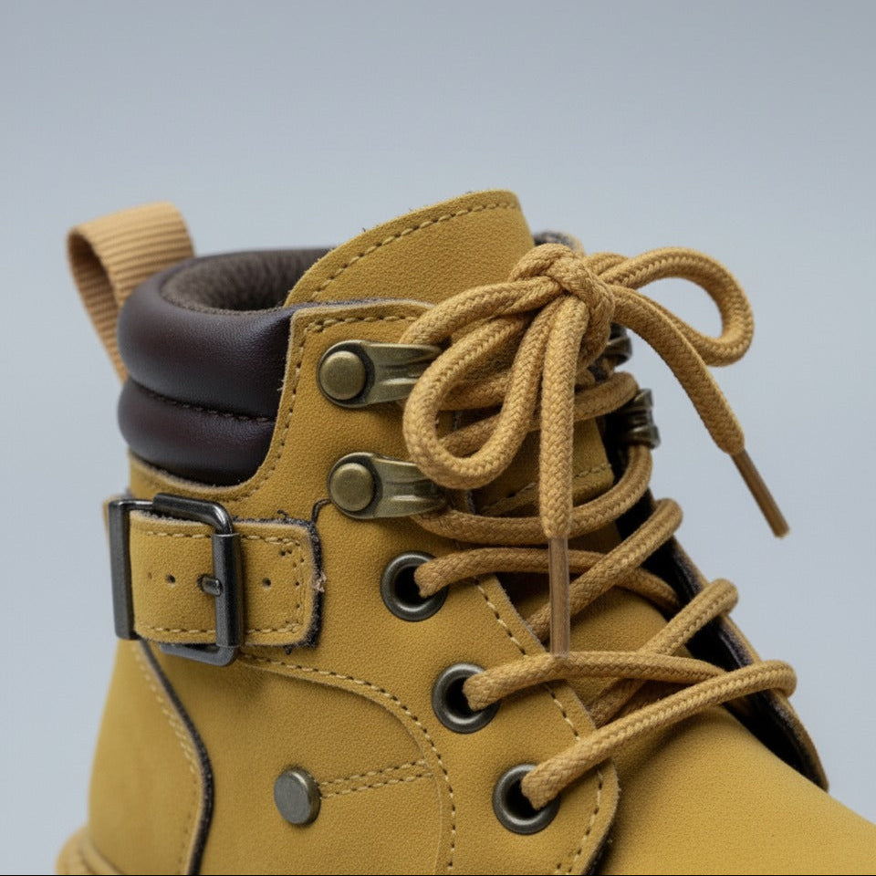 Kids rugged lace-up ankle boots with buckle — Product image: 