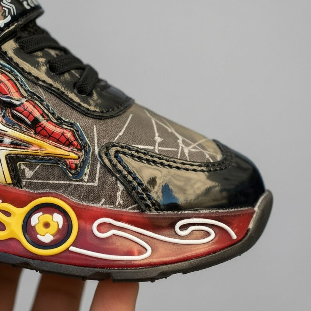 حذاء رياضي مضيء بطبعة سبايدر مان للمغامرات للأطفال