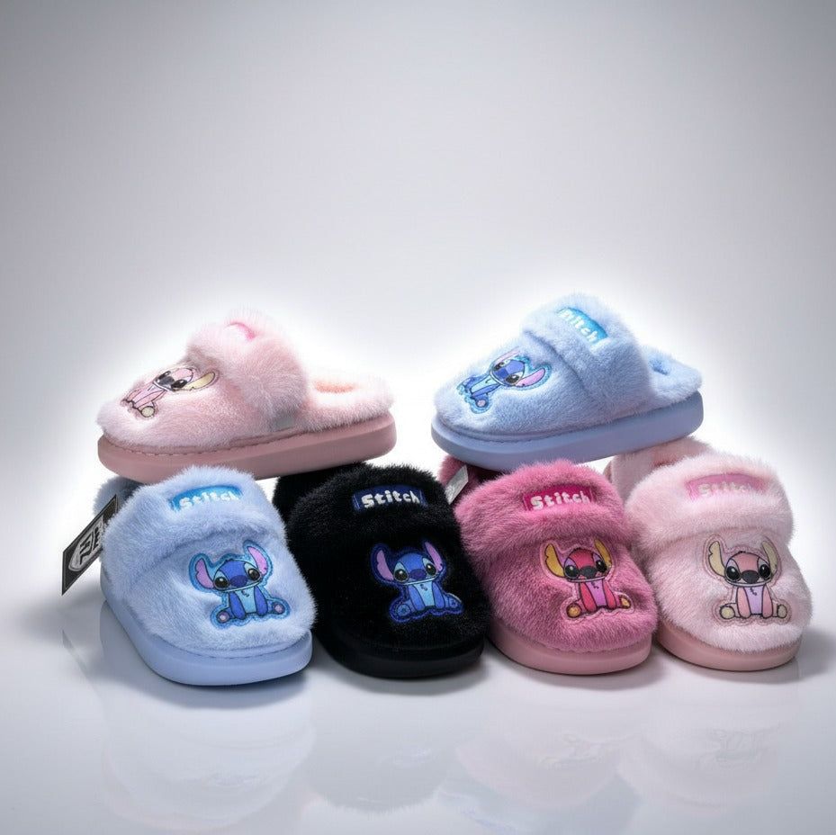 Fuzzy Slippers with Stitch Design — Product image: 