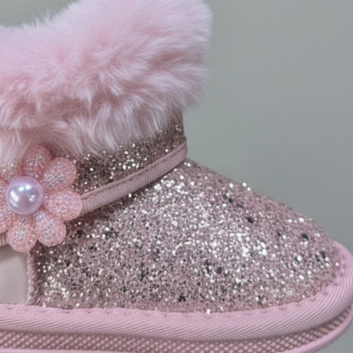 Girls' Glitter Faux-Fur Ankle Boots — Product image: 