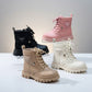 Girls' Lace‑Up Combat Boots with Lug Sole — Product image: 