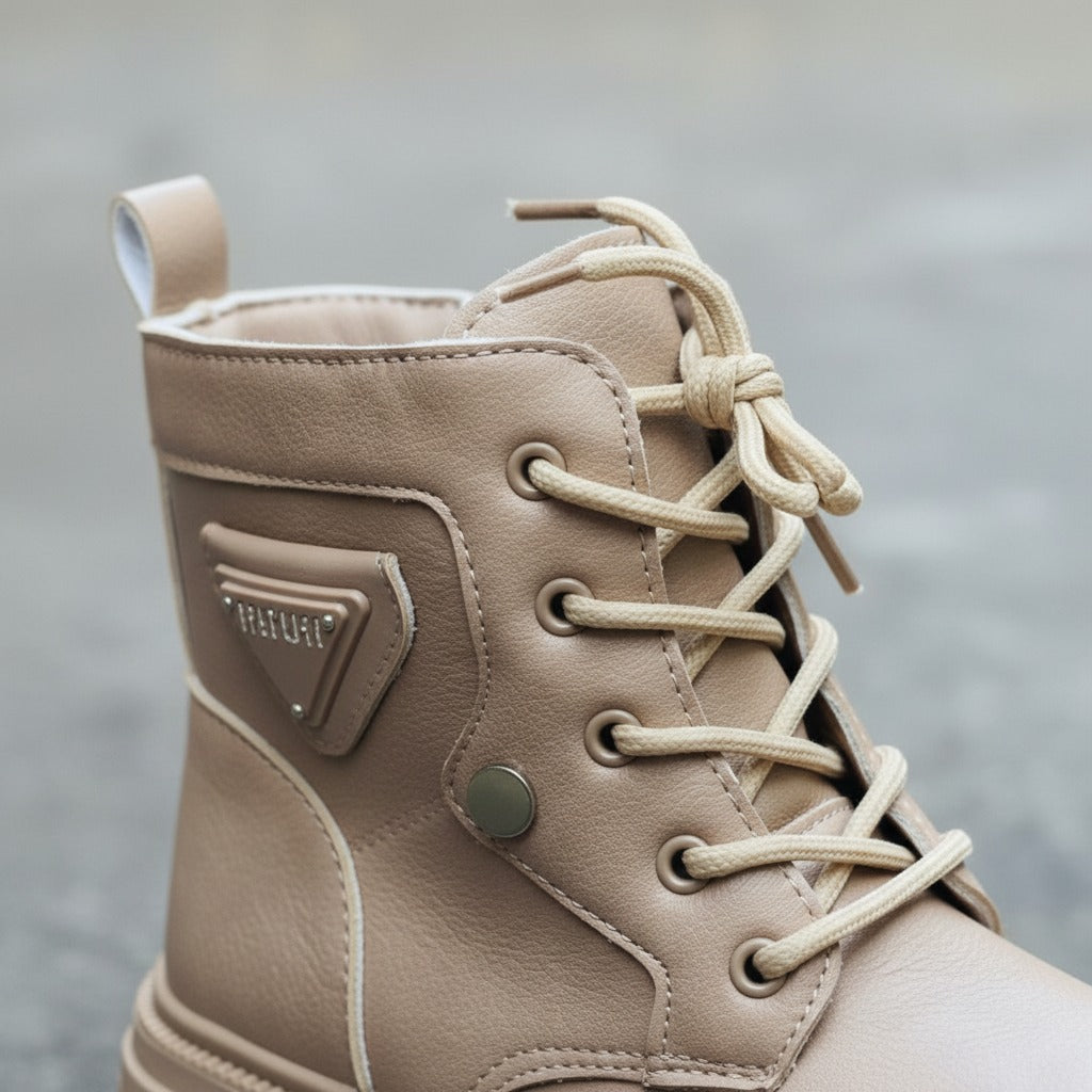 Girls' Lace‑Up Combat Boots with Lug Sole — Product image: 
