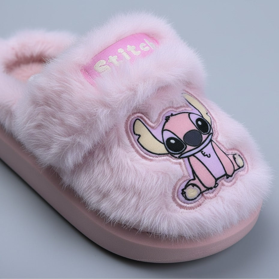 Fuzzy Slippers with Stitch Design — Product image: 