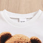Ensemble 3 pièces pour garçon et fille : un t-shirt avec imprimé ours, un sweat à capuche et un pantalon de sport.Ensemble 3 pièces pour garçon et fille : un t-shirt avec imprimé ours, un sweat à capuche et un pantalon de sport.