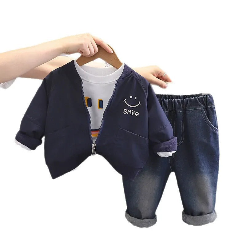 Ensemble 3 pièces élégant pour petit garçon : veste, t-shirt et jean