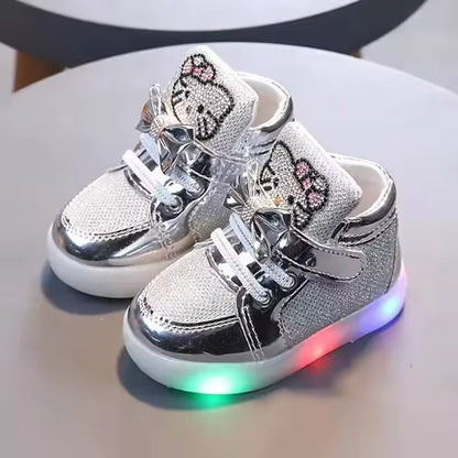 Baskets montantes à paillettes lumineuses LED pour filles | Chaussures tendance pour enfants