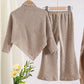 Girls’ Warm and Cozy Lined Two-Piece Winter Set with Bow-Detail High-Neck Top and Comfortable Wide-Leg Pants