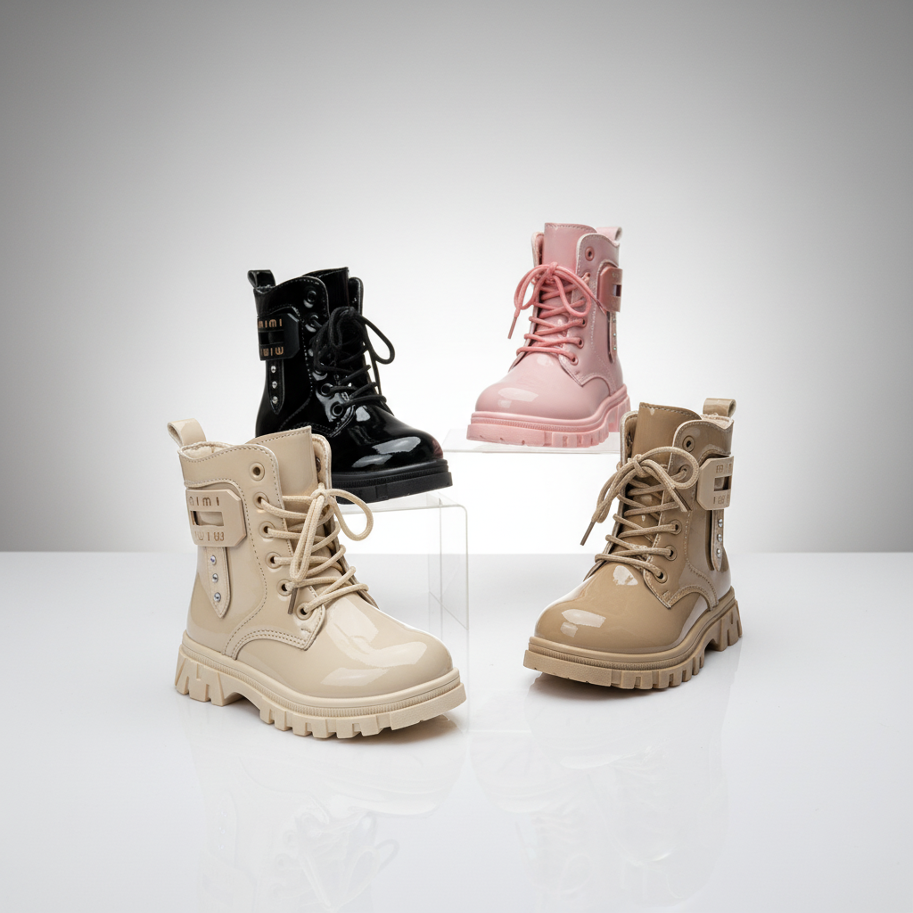 أحذية أنيقة لامعة للبنات، أحذية شتوية دافئة ومريحة للأطفال