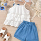 Toddler Baby Girls Summer Clothes Outfits Ruffle Camisole Spot Dot Tops and Casual Shorts