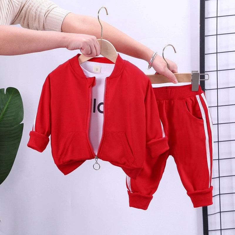 Autumn Chic: Adorable Cotton Zipper Jacket + Pants 2pcs Set for Baby Girls - Trendy Tracksuit for Your Little Fashionista! - IRRAKIDS