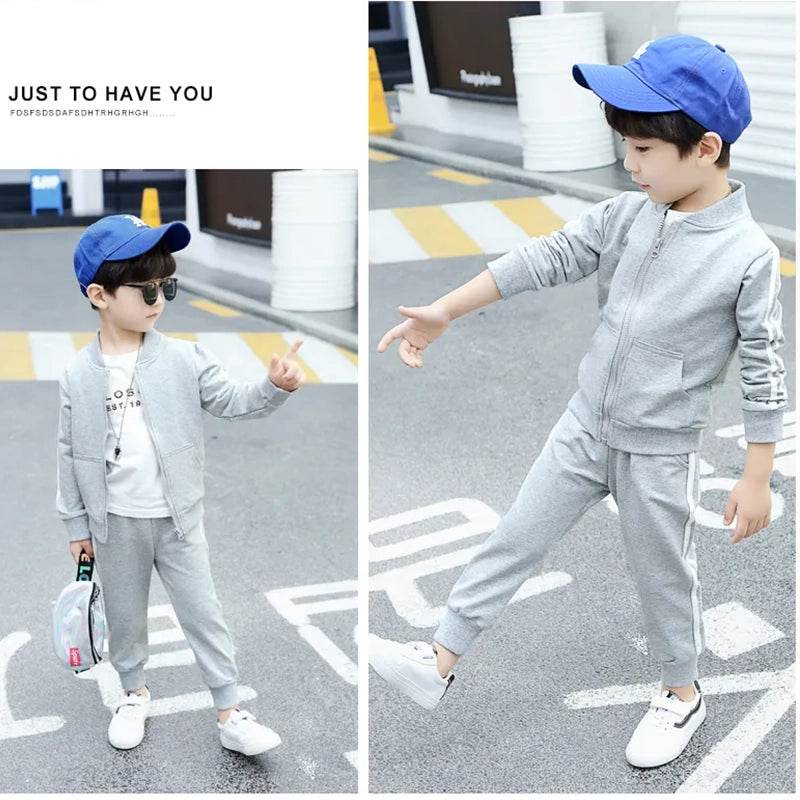Autumn Chic: Adorable Cotton Zipper Jacket + Pants 2pcs Set for Baby Girls - Trendy Tracksuit for Your Little Fashionista! - IRRAKIDS