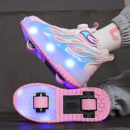 Double-Wheel Fun: Children's Transforming Roller Skating Shoes - IRRAKIDS