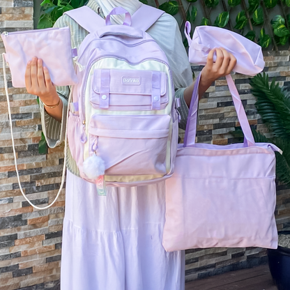 🎒 مجموعة حقيبة ظهر مدرسية متعددة الوظائف 5 في 1 - أنيقة وعملية