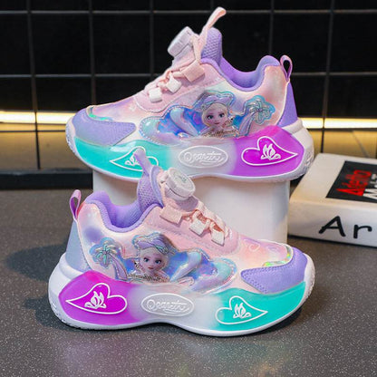 Frozen Magic: Disney Girls' Winter Sneakers - Cozy Plush Lining, Breathable Design, and Leather Top for Stylish Young Athletes! - IRRAKIDS