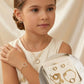 Girls' 3-Piece Gold Anti-Tarnish Jewelry Set - Diamond Circle & Hamsa Hand Motif Necklace, Bracelet, and Earrings