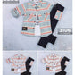 Kids 3Piecs boys set with a t-shirt and patterned top with buttons and a black jeans pants - IRRAKIDS